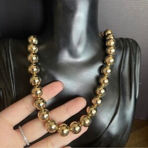 Baublebar gold tone metal gold beaded statement necklace brand new